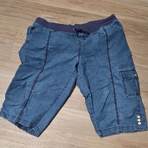 jason maxwell Blue Denim Shorts with Dark Waistband and Cargo Pocket